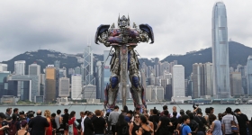 An Optimus Prime statue in Hong Kong